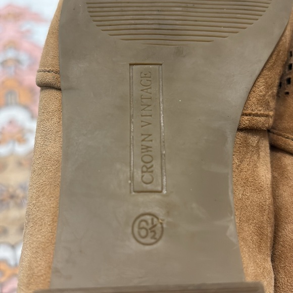 ✨ Crown Vintage ✨ Penelope Brown Suede Leather Perforated Flats Loafers Size 6.5 - Picture 11 of 12